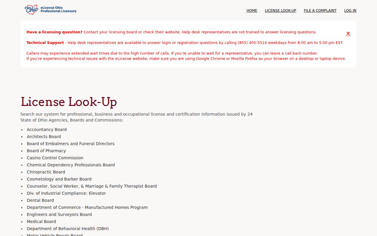 Delaware County resident lookup eLicense Ohio search interface