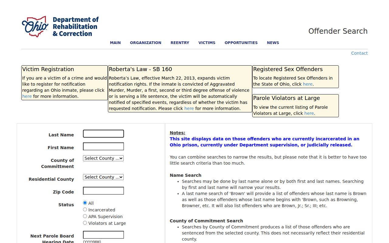 Delaware County resident lookup Ohio offender search interface
